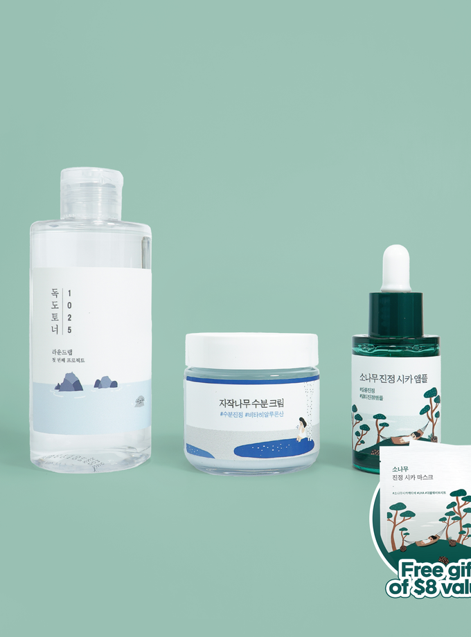 Round Lab Dokdo Toner 200ml + Pine Cica Ampoule + Birch Cream Bundle + GIFT High Quality